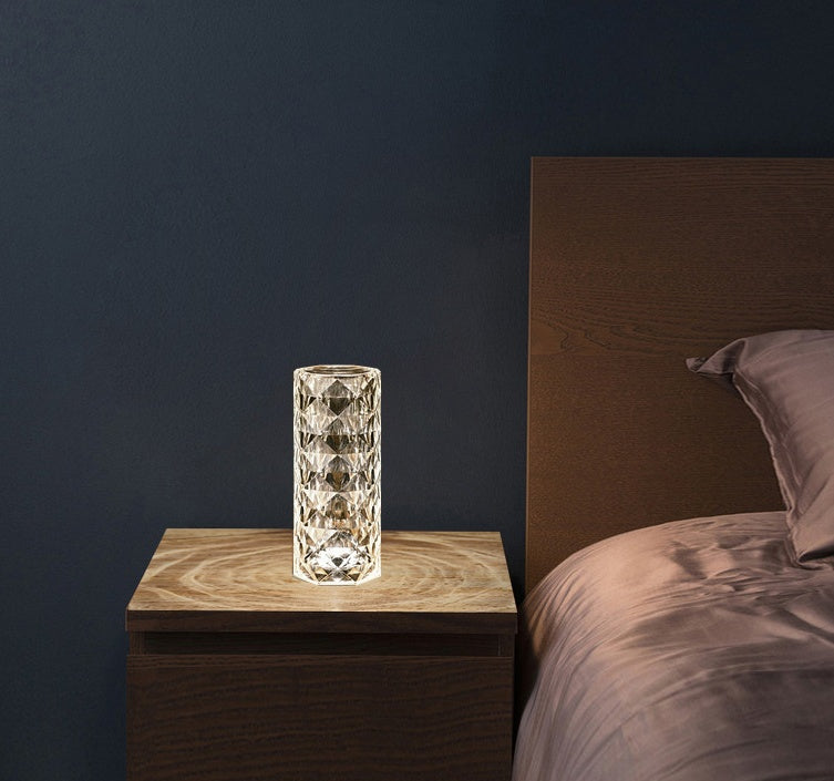 Nordic Crystal Touch Lamp – USB RGB Diamond Light for Bedroom & Decor