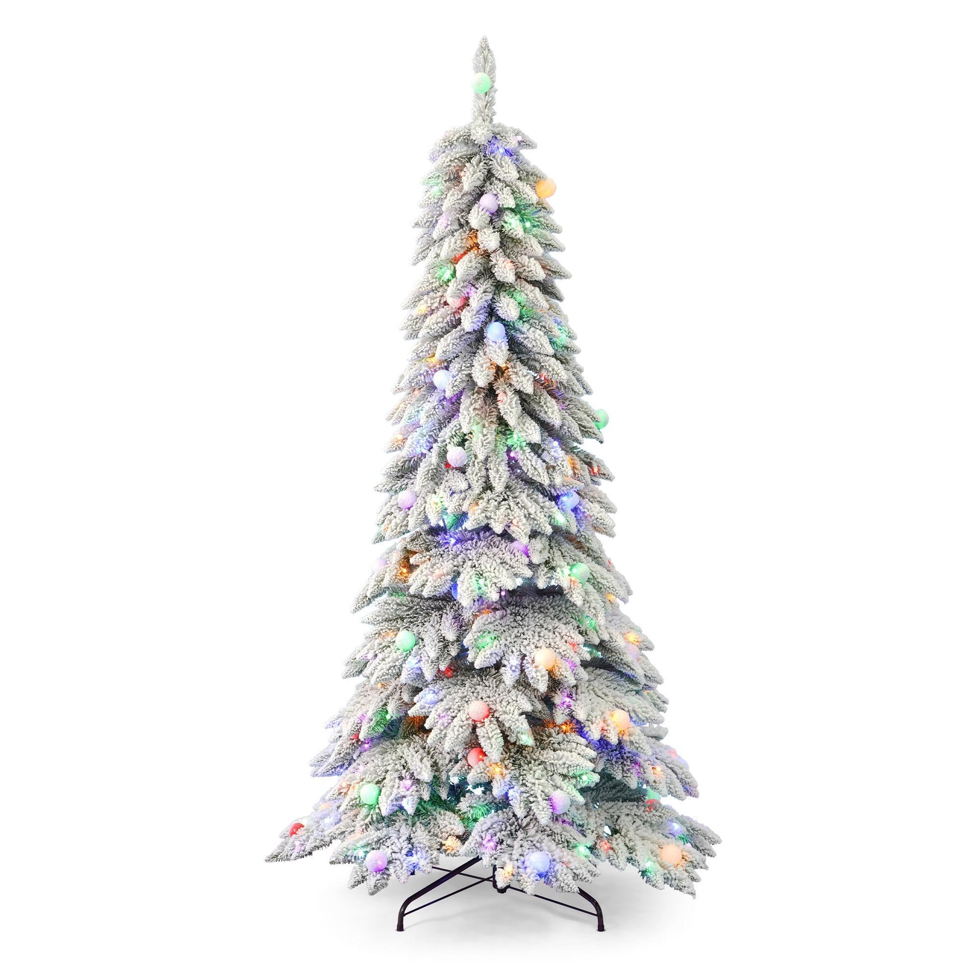 Pre-Lit Snow-Flocked Christmas Tree – LED Decor for Home, Gifts & Festive Scenes