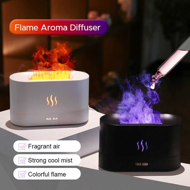 Flame Effect Aroma Diffuser – USB Ultrasonic Humidifier with RGB Light, 180ml
