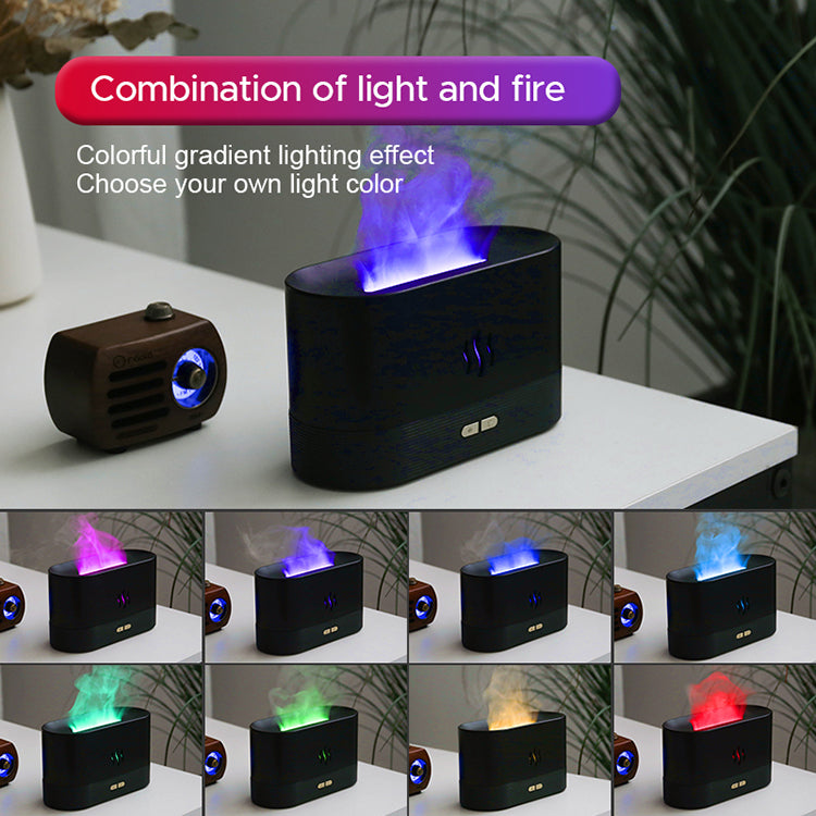 Flame Effect Aroma Diffuser – USB Ultrasonic Humidifier with RGB Light, 180ml