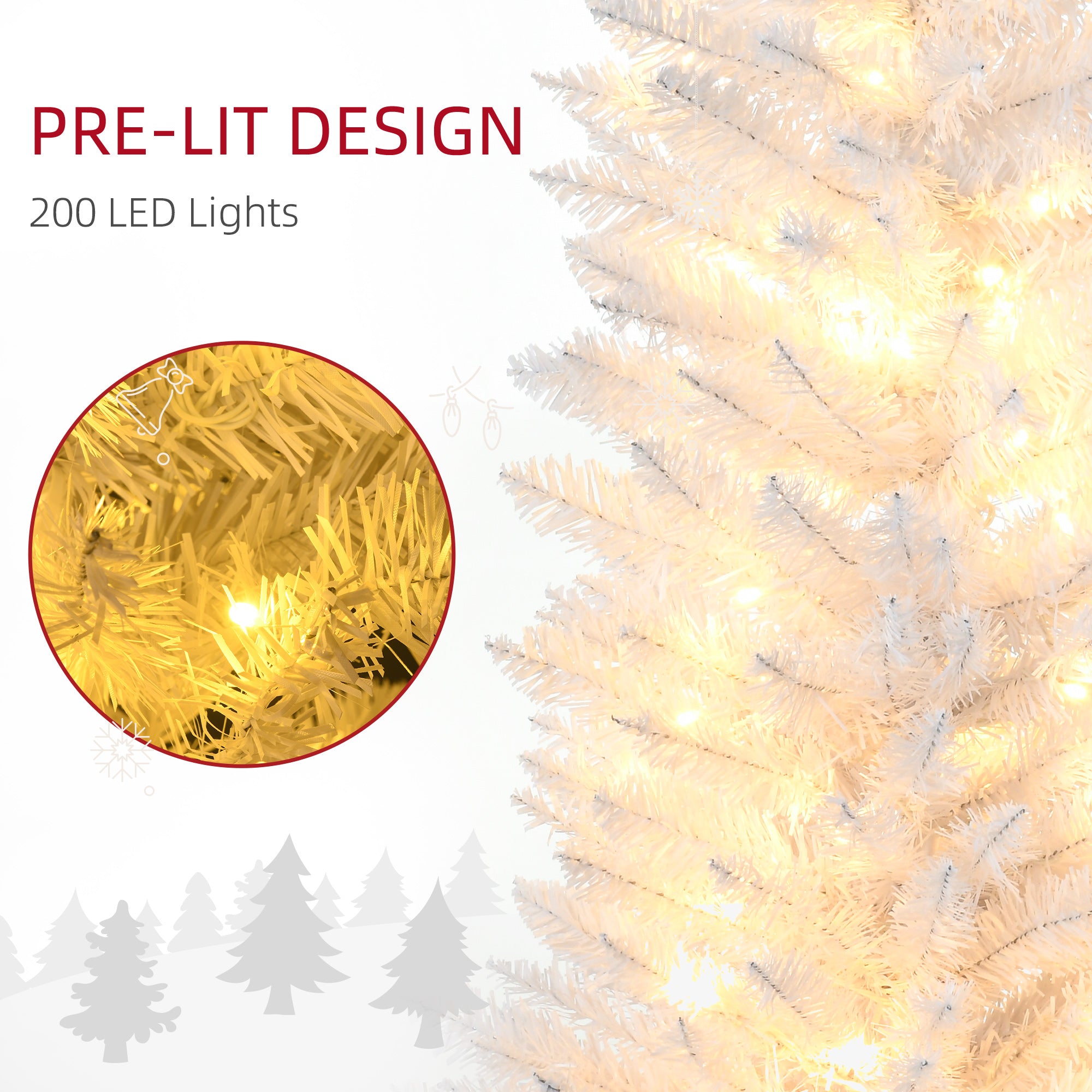 Slim Pencil Christmas Tree – Pre-Lit LED Holiday Decor for Small Spaces (7ft)
