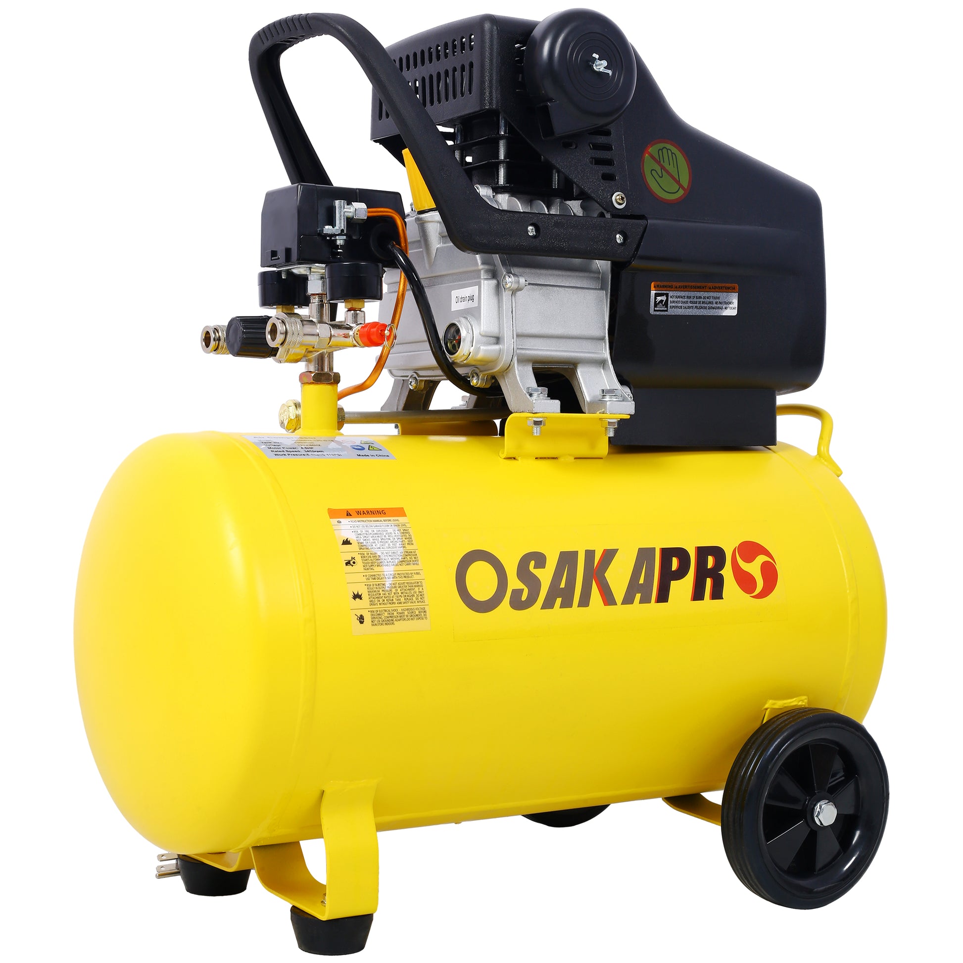 4.5HP Oil-Lubricated Air Compressor – 13 Gallon Ultra Quiet Horizontal Tank with Wheels