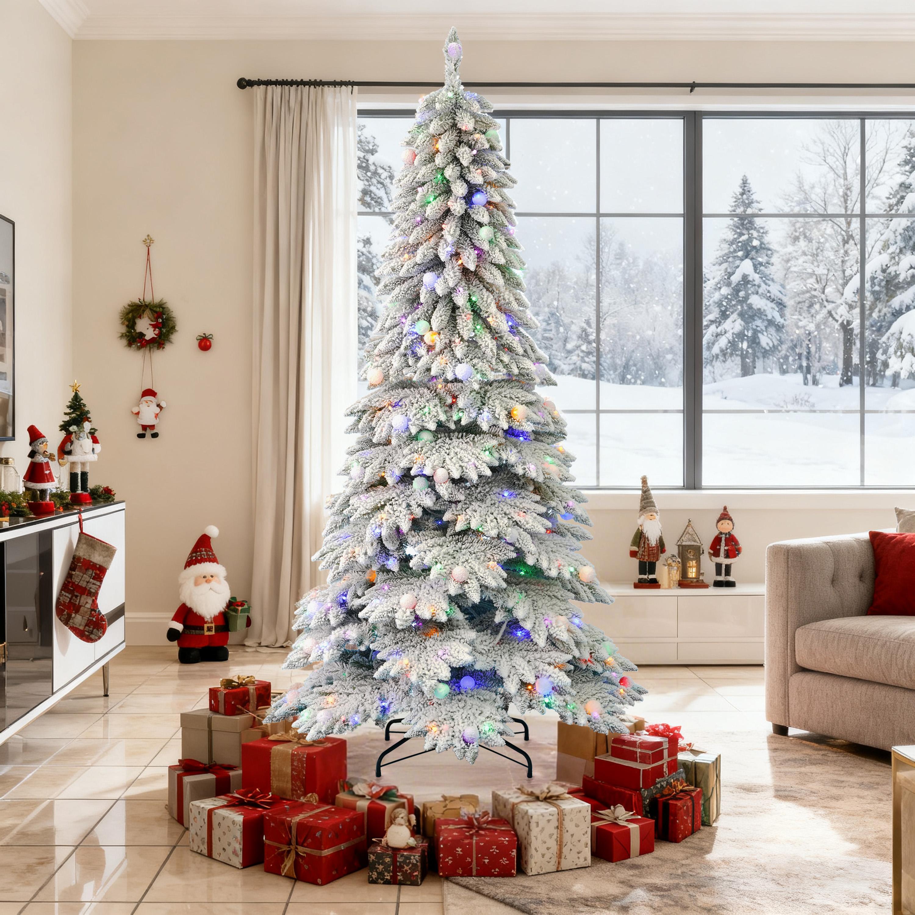 Pre-Lit Snow-Flocked Christmas Tree – LED Decor for Home, Gifts & Festive Scenes