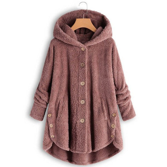 Vintage Sherpa Hooded Cardigan – Plush Lined Winter Jacket (Plus Size)