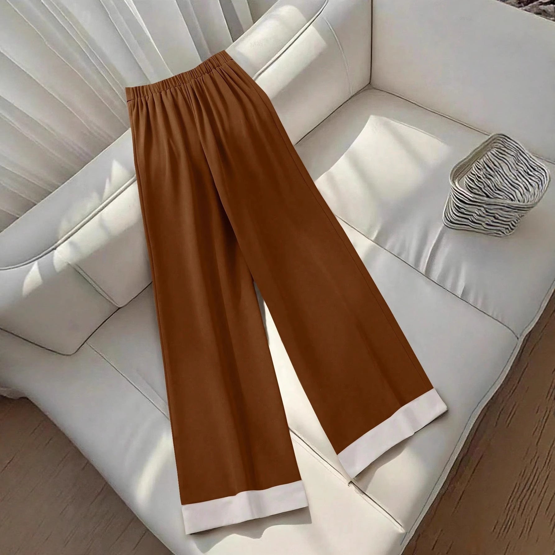 Retro Khaki Casual Pants – High-Waist Asymmetrical Fit for Women’s Autumn Style