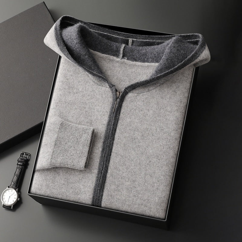 Luxury Cashmere Zip-Up Hoodie – Thick Knit Cardigan for Youth & Everyday Comfort