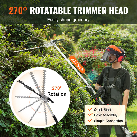 26CC 6-in-1 Gas Trimmer – Hedge, Brush, Pole Saw & Edger Combo Tool