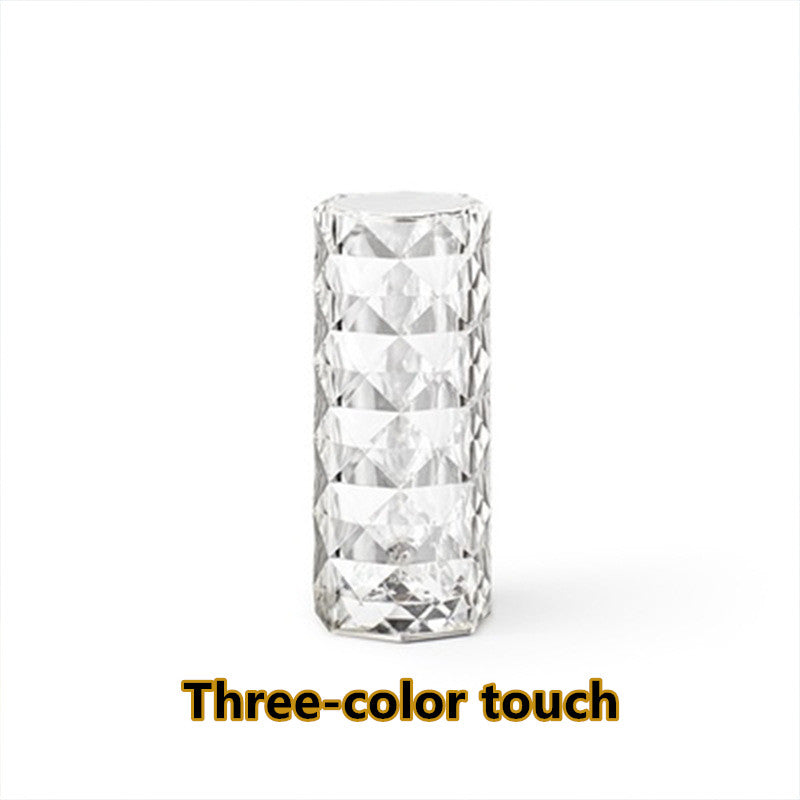 Nordic Crystal Touch Lamp – USB RGB Diamond Light for Bedroom & Decor