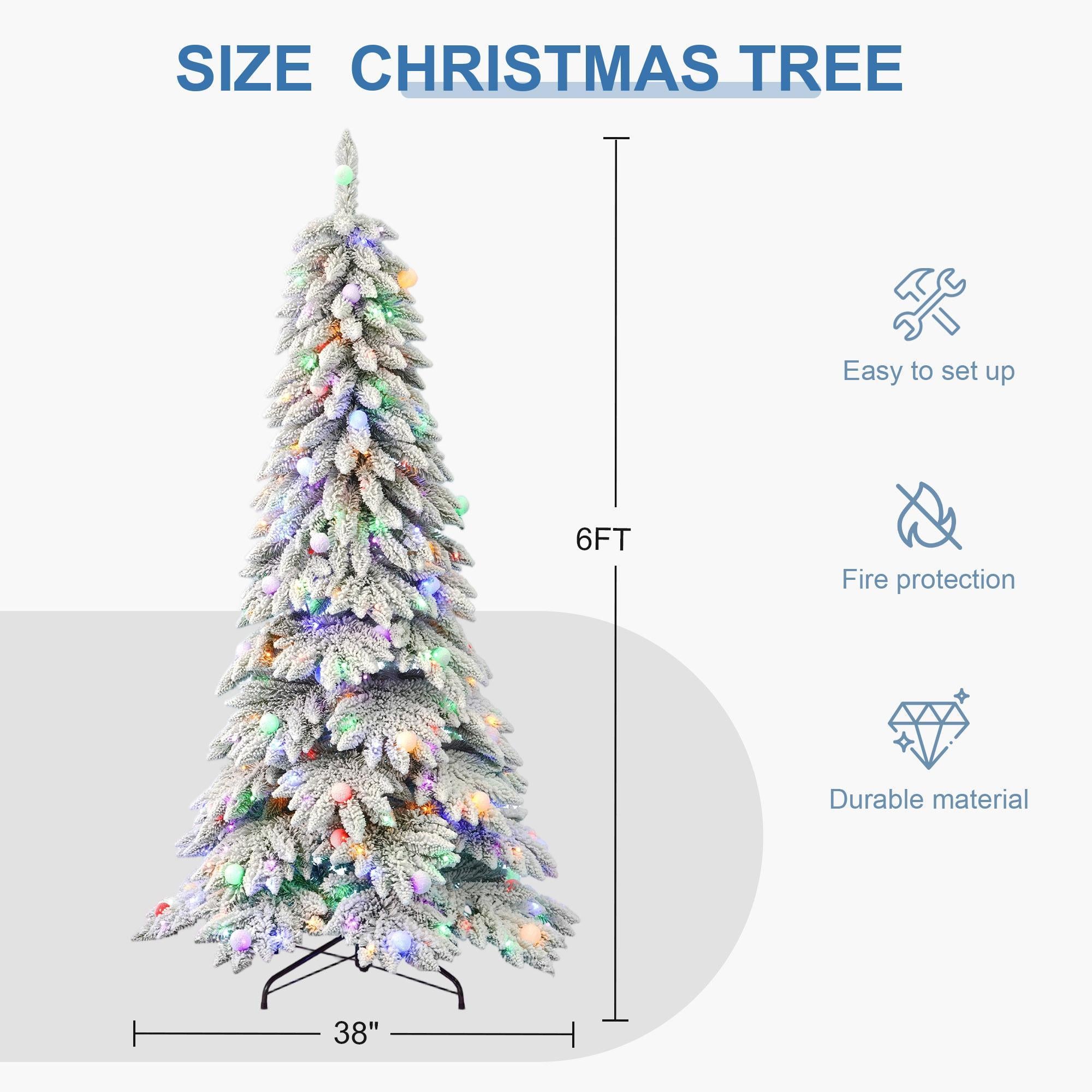 Pre-Lit Snow-Flocked Christmas Tree – LED Decor for Home, Gifts & Festive Scenes
