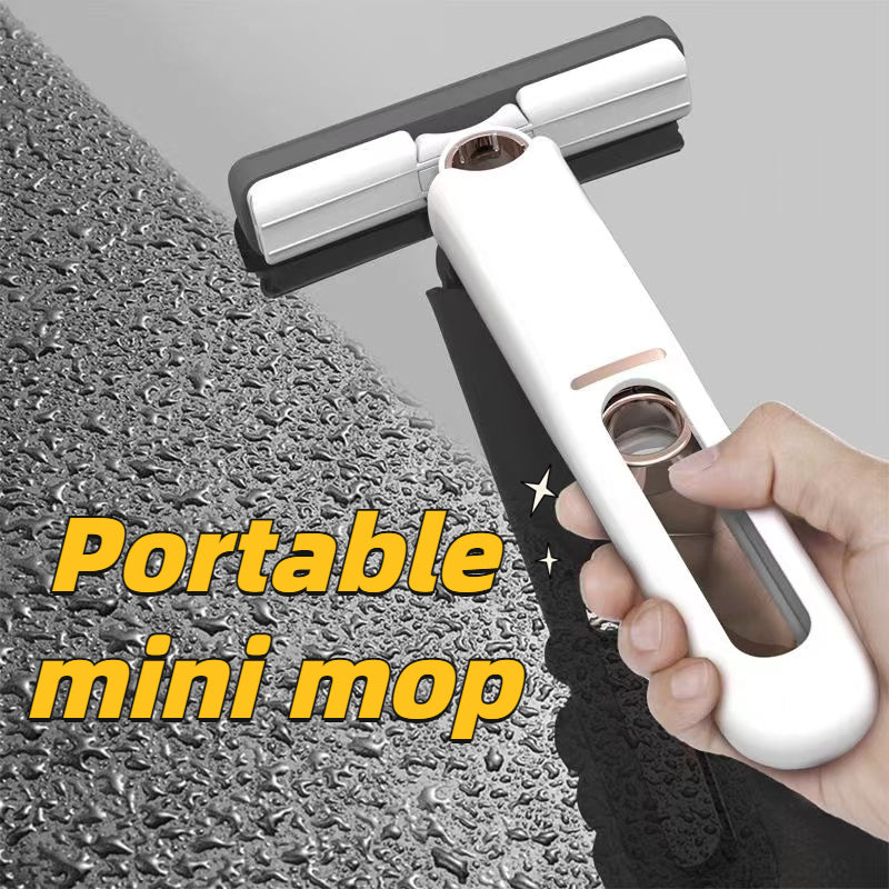 Compact Self-Squeeze Mini Mop – Dual-Use, No-Hand Wash, Portable Cleaner