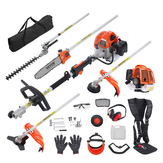 26CC 6-in-1 Gas Trimmer – Hedge, Brush, Pole Saw & Edger Combo Tool