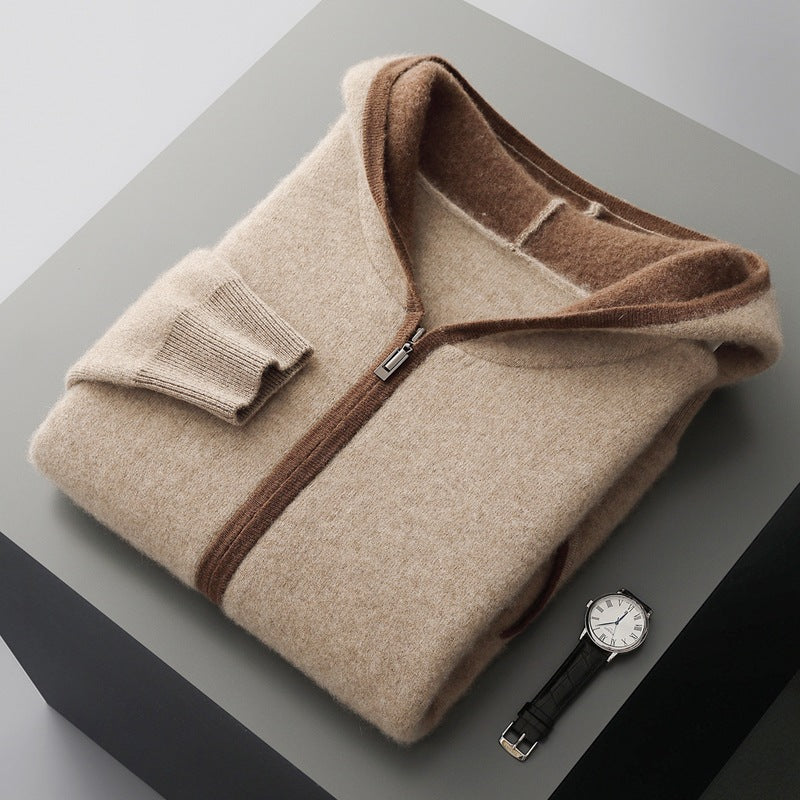 Luxury Cashmere Zip-Up Hoodie – Thick Knit Cardigan for Youth & Everyday Comfort