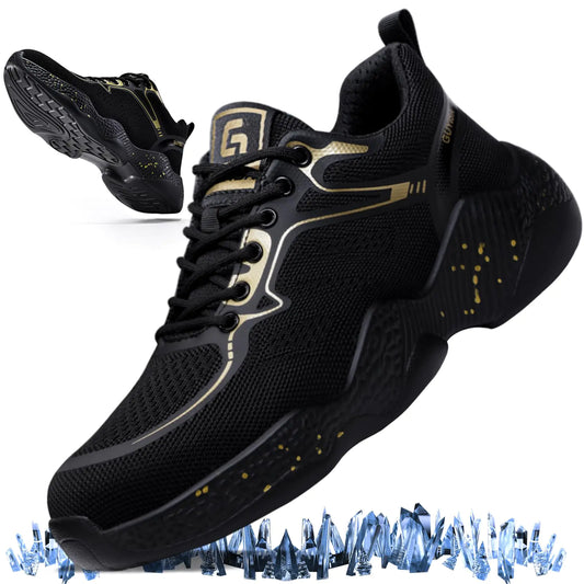 Gsutenmre Steel Toe Shoes for Men Breathable Work Shoes Lightweight Steel Toe Sneakers Indestructible Construction Safety Shoes Smash Puncture Proof Steel Toe Work Shoes for Men Women