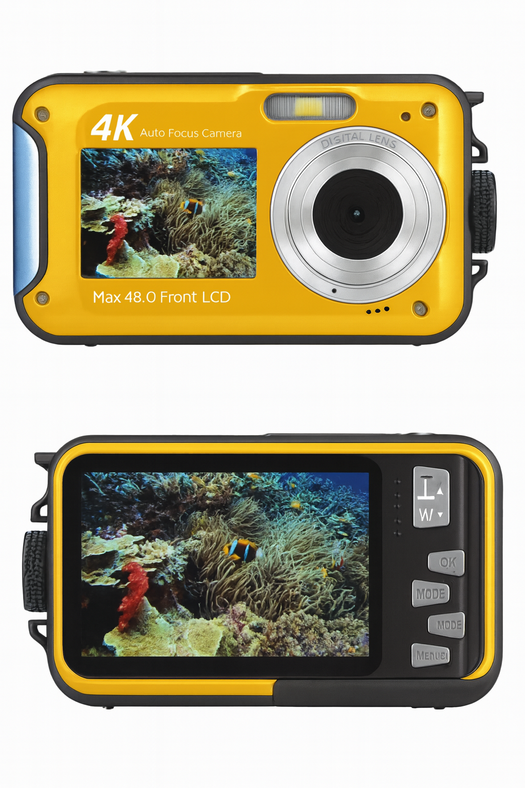 4K 48MP Waterproof Camera with Dual Screen and Autofocus