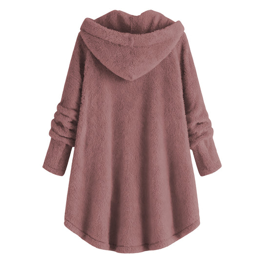 Vintage Sherpa Hooded Cardigan – Plush Lined Winter Jacket (Plus Size)