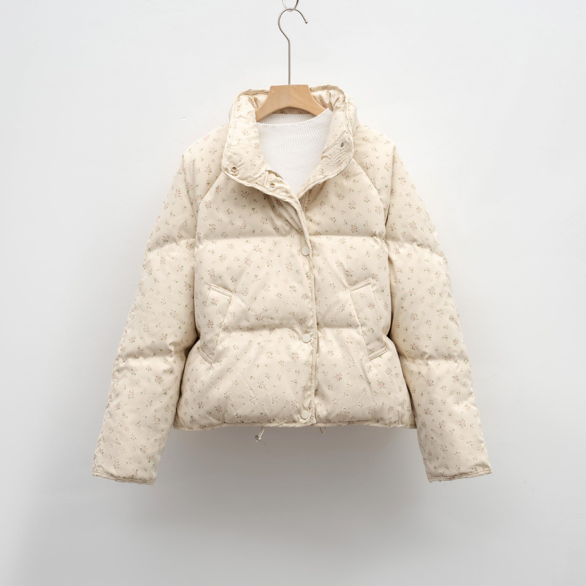 Petite Floral Duck Down Jacket – Lightweight Short Puffer for Women