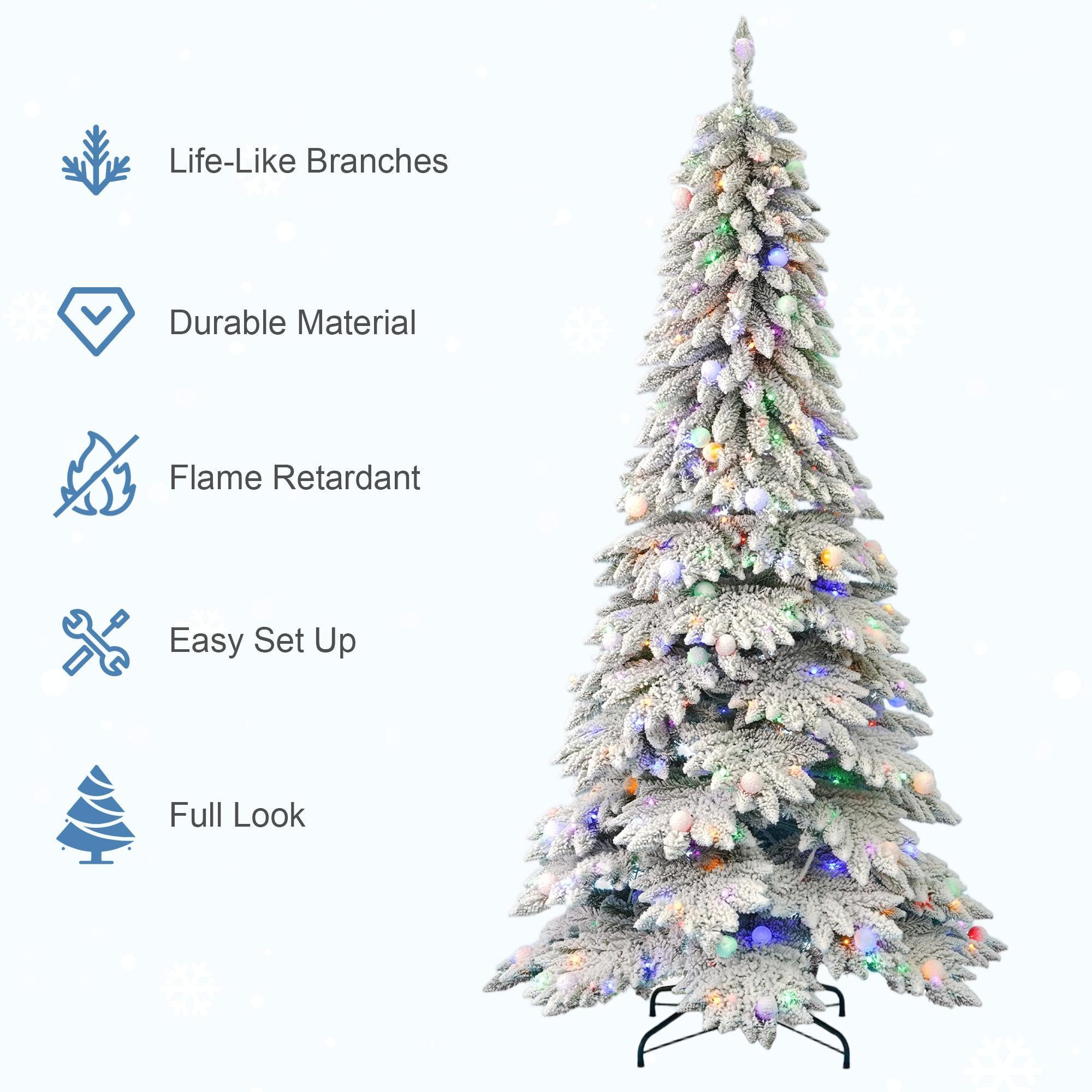 Pre-Lit Snow-Flocked Christmas Tree – LED Decor for Home, Gifts & Festive Scenes