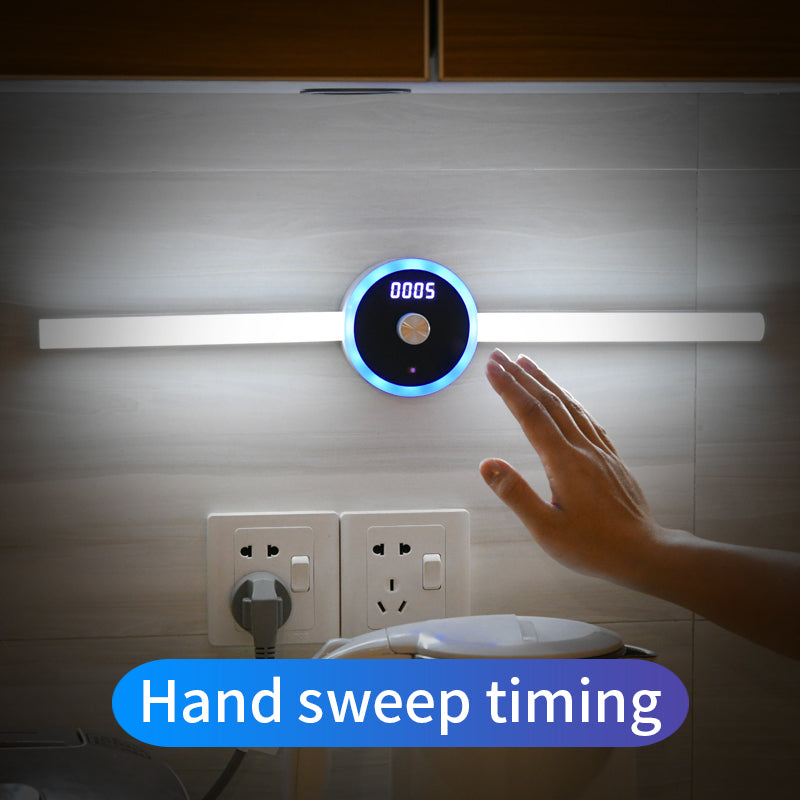 Smart LED Cabinet Light – Clock, Timer & Motion Sensor, USB Rechargeable