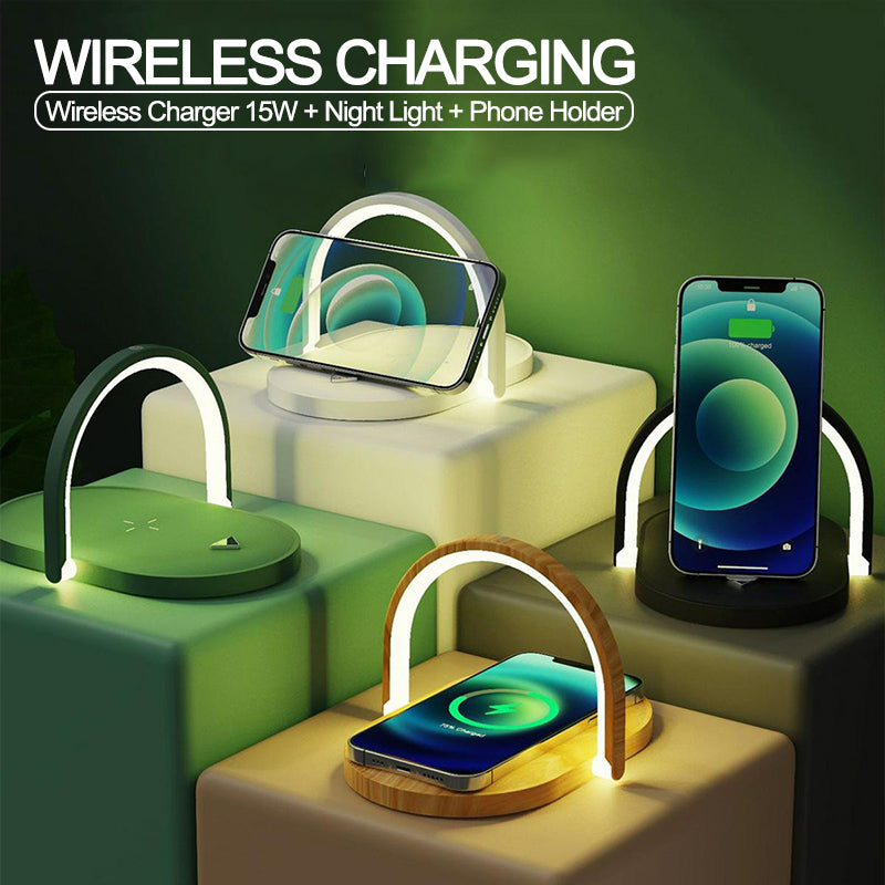 3-in-1 Wireless Charging Lamp – Foldable LED Night Light Station