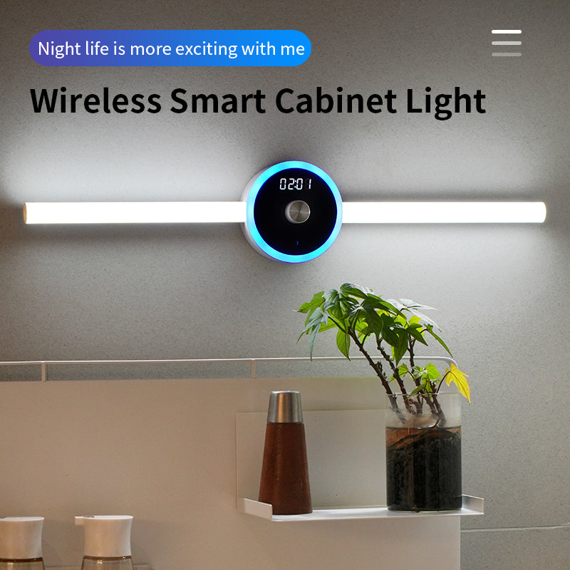 Smart LED Cabinet Light – Clock, Timer & Motion Sensor, USB Rechargeable