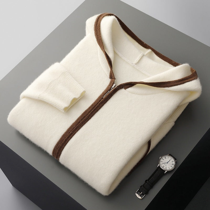 Luxury Cashmere Zip-Up Hoodie – Thick Knit Cardigan for Youth & Everyday Comfort