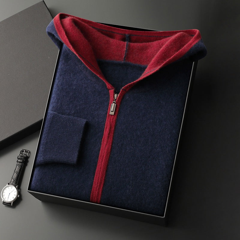 Luxury Cashmere Zip-Up Hoodie – Thick Knit Cardigan for Youth & Everyday Comfort