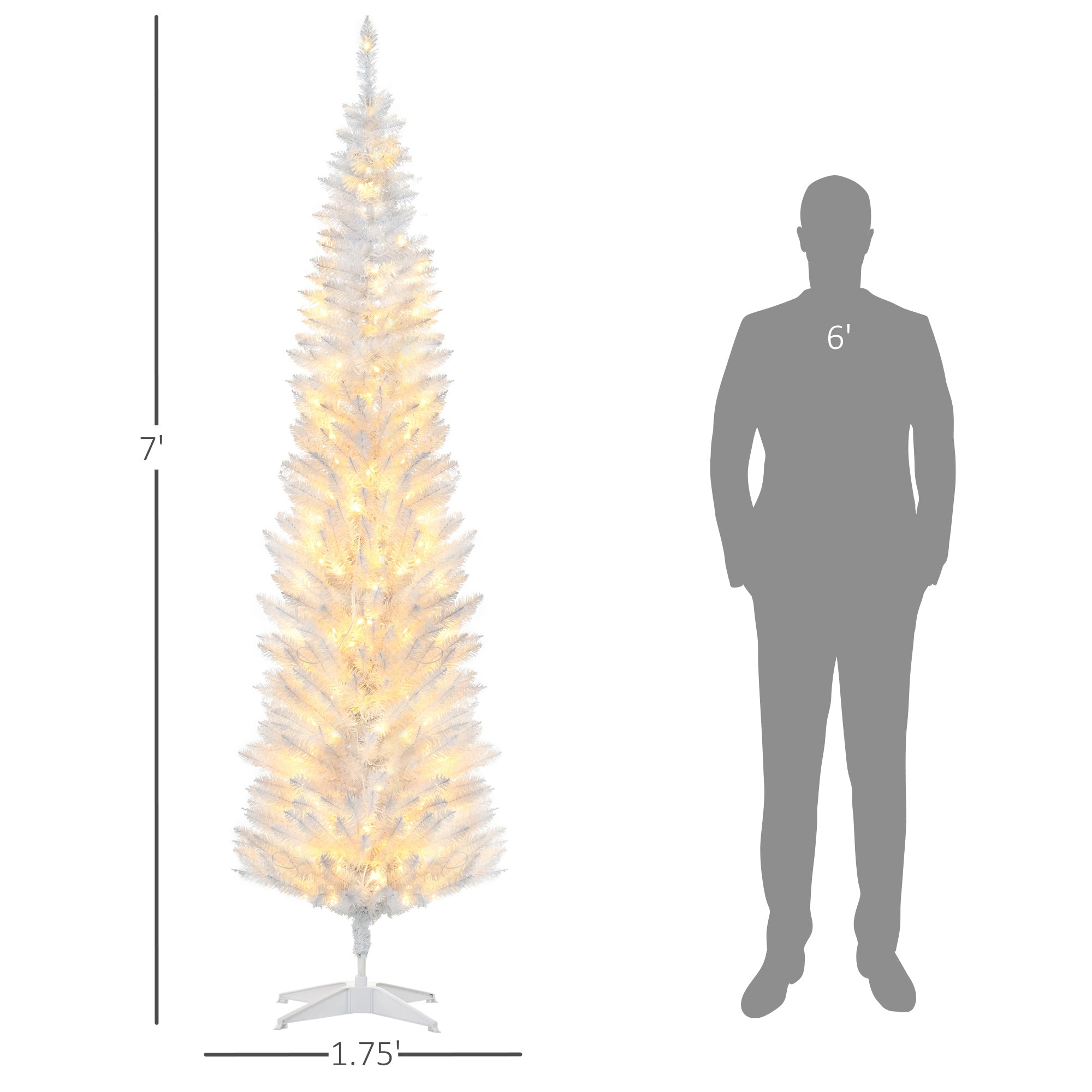 Slim Pencil Christmas Tree – Pre-Lit LED Holiday Decor for Small Spaces (7ft)