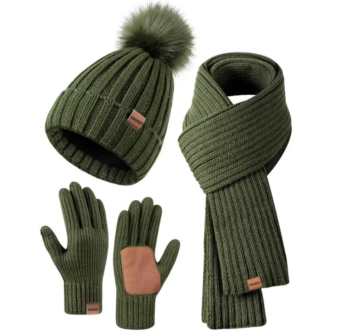 Unisex Winter Knit Set – Hat, Scarf & Gloves in 9 Colors