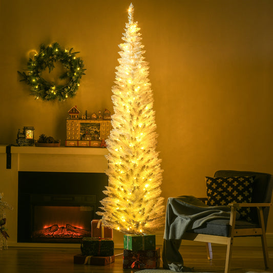 Slim Pencil Christmas Tree – Pre-Lit LED Holiday Decor for Small Spaces (7ft)