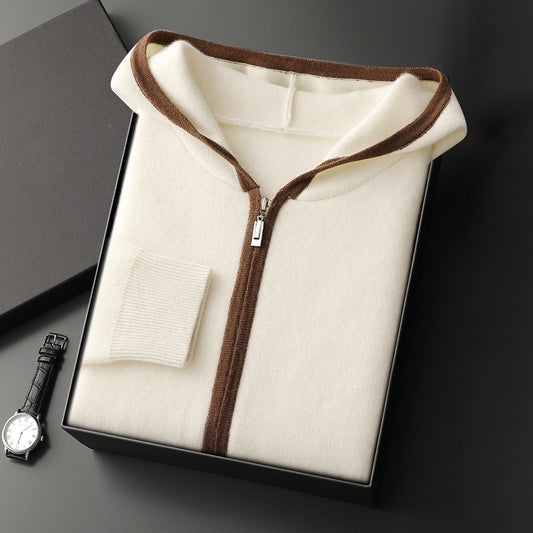 Luxury Cashmere Zip-Up Hoodie – Thick Knit Cardigan for Youth & Everyday Comfort