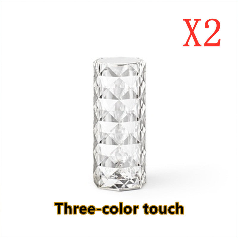 Nordic Crystal Touch Lamp – USB RGB Diamond Light for Bedroom & Decor