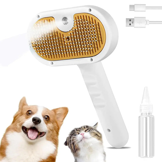 3-1 Cat Steam Brush for Shedding Steamy Grooming Brush for Long & Short Hair Cats & Dogs Self-Cleaning Pet Hair Removal Comb with Water Tank Dog Brush